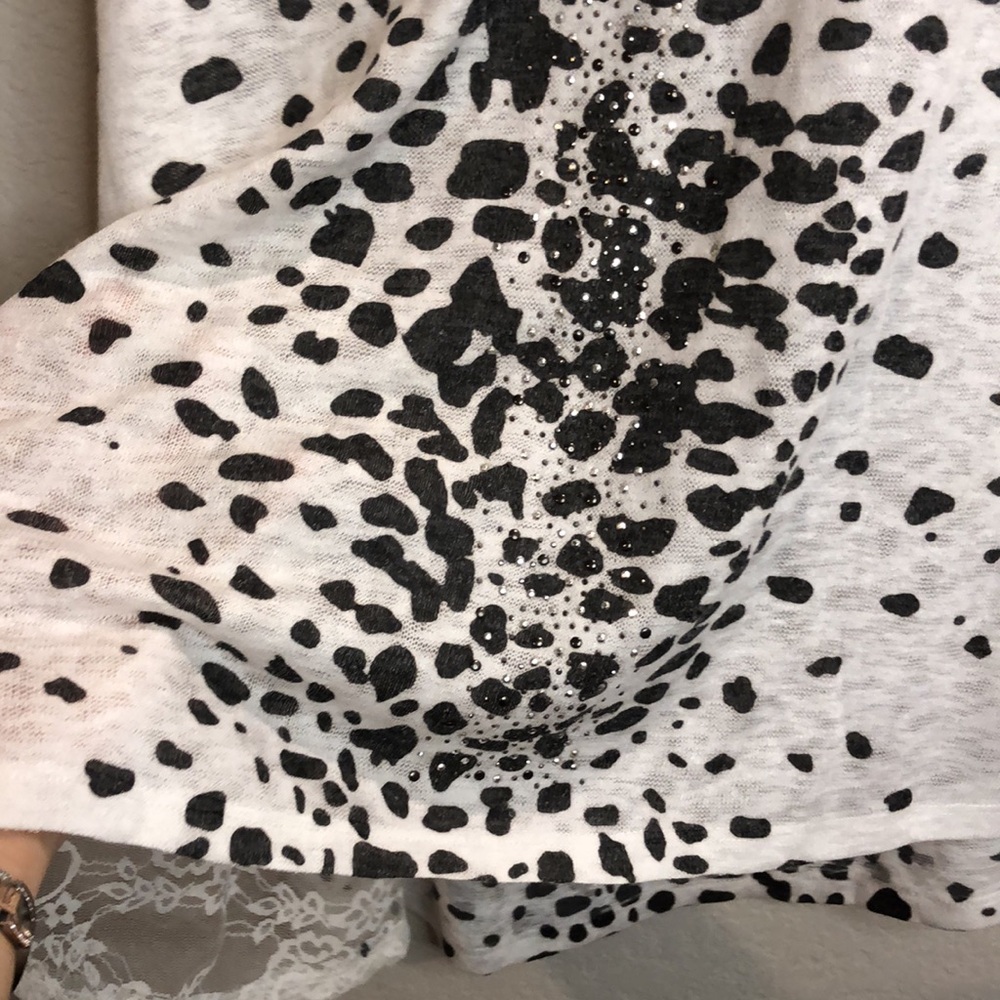 Vocal Sheer Lace Sleeveless leopard rhinestone Top women Medium lightweight - Picture 4 of 6